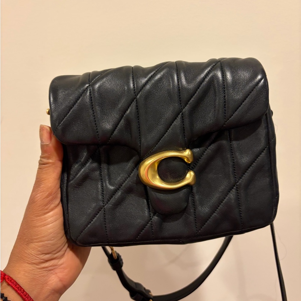 Coach Quilted Leather Shoulder Bag with Gold 'C' Turnlock - Black